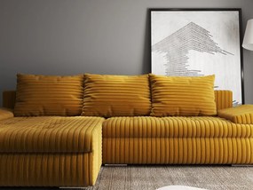 Colțar extensibil dumonde cu ladă de depozitare si sezut confortabil din spuma high-density, Leonardo Ambience Mustar 260x185 cm