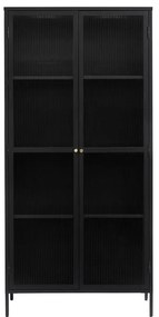 Vitrină neagră din metal 90x190 cm Bronco – Unique Furniture