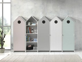 Set 5 Dulapuri pentru Copii Căsuță, Culori Pastel (Roz, Alb, Gri, Verde Mentă), (MDF) – CASAMI – Vipack