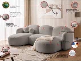 Colțar gri cu tapițerie din țesătură bouclé (în formă de "U") Orbit – Ropez