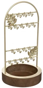 Suport bijuterii Night Gold, metal, lemn, 14.7 x H 29.3 cm