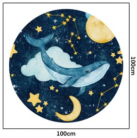 PIPPER. Autocolant circular de perete „Balena pe cerul înstelat” mărimea: 60cm
