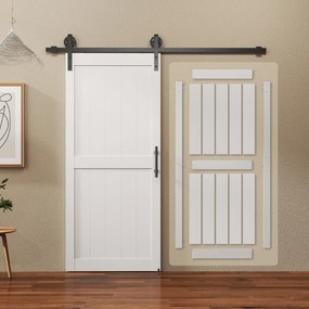 HOMCOM Ușă Glisantă de Interior 81.3x213.4cm, Șină din Oțel, Mâner Îmbunătățit, Role, Ușă de Interior în Stil Industrial, din MDF și Lemn de Pin, Impermeabilă, pentru Bucătărie, Baie, Living | Aosom Romania