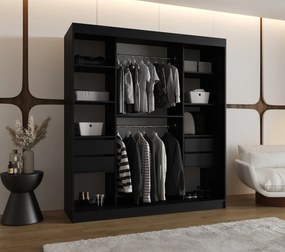 Dulap de haine 180 cm Boomer 3 (Negru) (cu iluminat). 1126282