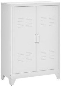 HOMCOM Dulap de birou cu 3 niveluri dulap de depozitare metalic pentru birou 2 uși rafturi reglabile 75 x 33 x 110 cm alb | Aosom Romania