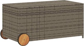 vidaXL Ladă depozitare de grădină cu roți, gri, 190 L, poliratan