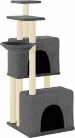 vidaXL Ansamblu pisici cu stâlpi din funie sisal, gri închis, 122 cm