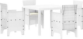 vidaXL Set de masă pentru grădină 5 pcs Alb Polipropilenă