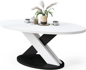Mazzoni Măsuță de cafea ovală LOXA Albă / Neagră - MĂSUȚĂ DE CAFEA 120x65 cm