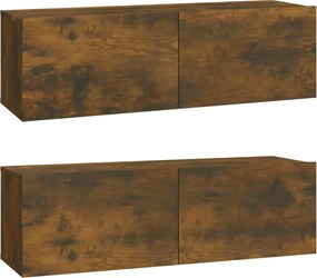 vidaXL Comode TV, 2 buc., stejar fumuriu, 100x30x30 cm, lemn prelucrat