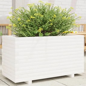 vidaXL Jardinieră de grădină, alb, 90x40x49,5 cm, lemn masiv de pin