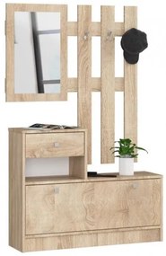 Set mobilier hol, placa laminata, cu pantofar, cuier, oglinda, stejar, 90x25x70/100 cm
