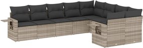 vidaXL Set canapele de grădină cu perne, 9 piese gri deschis poliratan