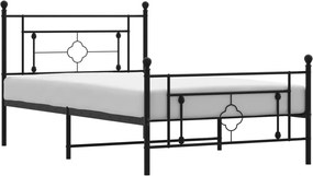 vidaXL Cadru pat metalic cu tăblii de cap/picioare, negru, 107x203 cm