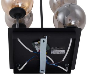 Plafonieră modernă neagră cu sticlă chihlimbar și fum, 5 lumini - Atena