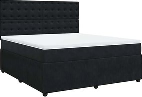 vidaXL Pat box spring cu saltea, negru, 180x200 cm, catifea