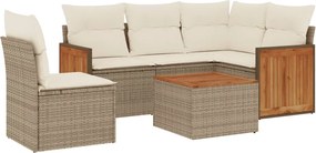 vidaXL Set canapele de grădină cu perne, 6 piese, bej, poliratan