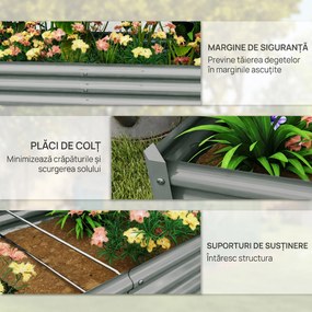 Outsunny Jardinieră de Exterior din Oțel cu Fund Deschis și Margini Întărite, 180x90x30 cm, Gri Argintiu | Aosom Romania