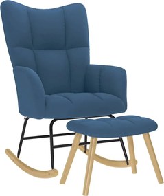 vidaXL Scaun balansoar cu taburet, albastru, material textil
