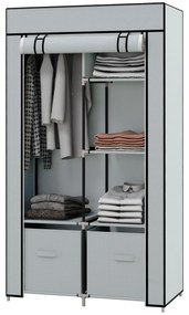 HOMCOM Șifonier Stofă 1 Bară pentru Haine, 2 Sertare, 83 x 42.5 x 162,5 cm, Gri | Aosom Romania