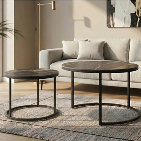 Set de 2 masute cu blat ceramic Aurora Oro ELEGANCE 75cm