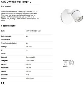 Aplica cu spot directionabil design minimalist COCO alba
