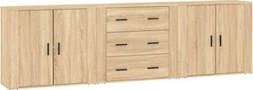 vidaXL Servante, 3 piese, stejar sonoma, lemn prelucrat