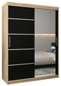 Dulap de haine 180 cm cu oglindă Verika 2 180 (stejar sonoma + negru). 1064219