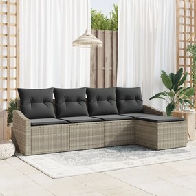 vidaXL Set de canapea de grădină 5 piese cu perne gri deschis