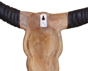Sculptura craniu de taur montaj pe perete 69x6x60 cm lemn tec