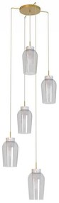 Lustra cu 5 pendule design modern Nora auriu/ marmura alba