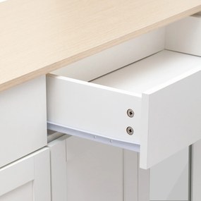 Comodă modernă cu suprafață din lemn, Alb+Culoare naturală | Aosom Romania