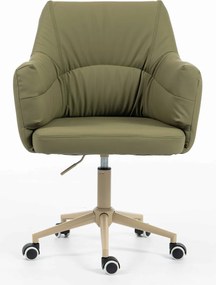 HR840K Scaun Khaki Piele Ecologica Premium Soft cu Bază Crem