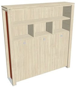 Dulap înalt pentru haine Verno+ S 200 x 46 x 210 cm, cu rafturi, salcâm / portocaliu