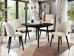 Masă rotundă FI 120 cu 4 scaune ST100 04 Biano (Negru + crem). 1070262