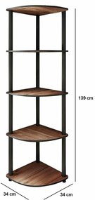 Raft Corner Walnut, 5 etajere, L