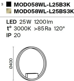 Aplica LED de perete design modern Rim negru 40cm