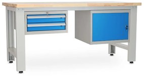 Masa atelier Stejar masiv-21, 180 cm, 2 cutii suspendate, stejar