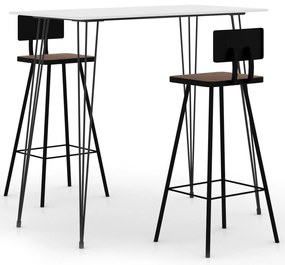 vidaXL Set mobilier de bar, 3 piese, alb