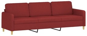 Canapea cu 3 locuri, rosu vin, 210 cm, material textil Bordo, 228 x 77 x 80 cm