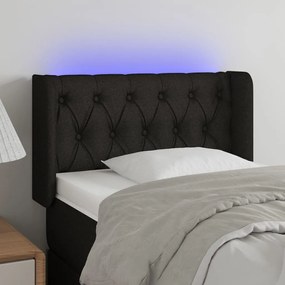 3123548 vidaXL Tăblie de pat cu LED, negru, 83x16x78/88 cm, textil