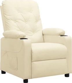 vidaXL Fotoliu rabatabil, crem, piele ecologică