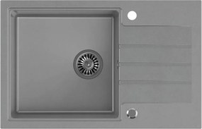 Chiuveta compozit incastrata Quadron Pop Peter 111 gri 78x50 cm