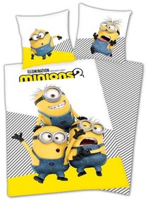 Lenjerie de pat copii Minions alb
