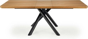 Masa mare living DERRICK, stejar natural/negru, 160/200x90x75 cm