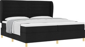 vidaXL Pat cu arcuri cu saltea Negru 200 x 200 cm țesătură