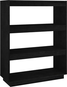 vidaXL Bibliotecă/Separator cameră, negru, 80x35x103cm, lemn masiv pin