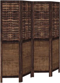 vidaXL Paravan cameră 4 panouri, maro închis, lemn masiv paulownia