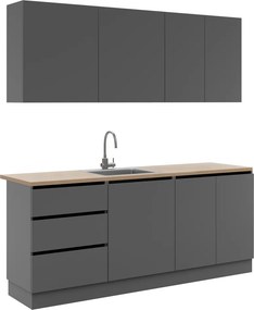 Mobilier de bucătărie, 2 m, grafit, ASTI