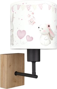 Brilagi - Lampă de perete BOBO WOOD 1xE27/25W/230V stejar/negru/crem/iepurași